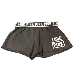 VTG Y2K Pink Victoria's Secret Women XS Black White Logo Waistband Shorts Lounge